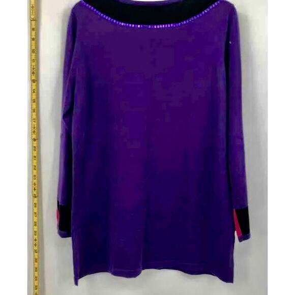 VTG Bob Mackie Womens Multicolor Purple Long Sleeve Sequined Sweater Size M‎ - Picture 3 of 5
